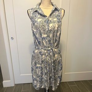 Banana republic blue and white paisley dress